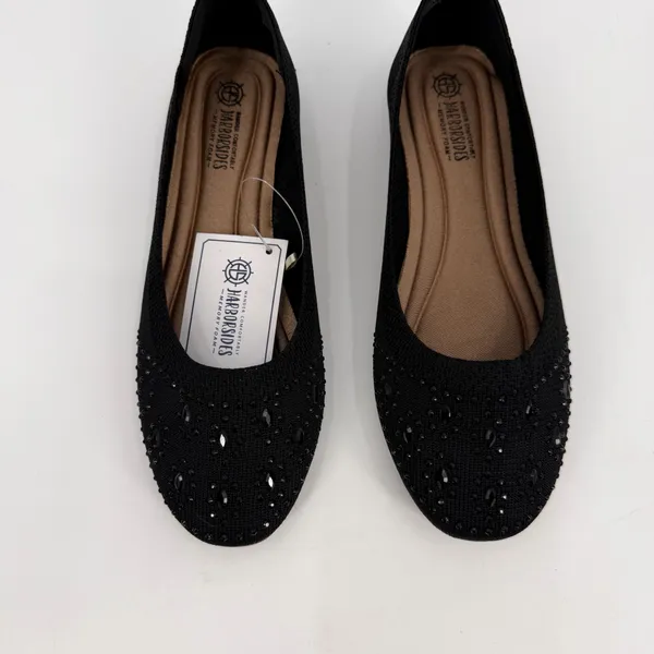 Harborsides Flats Womens 6W Wide Black Studded NANNIE Ballet Slip On Memory Foam - Image 4