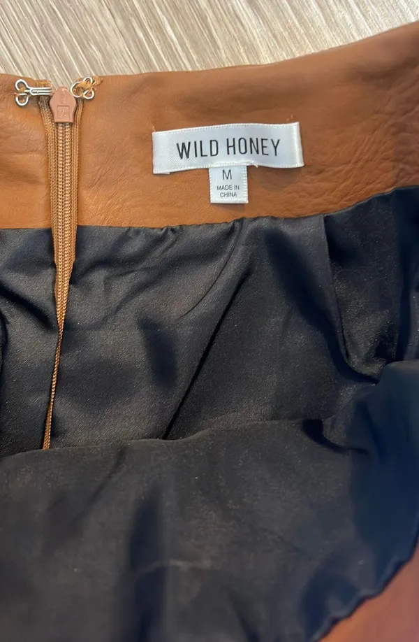 Boutique Leather Skirt Brown Size M - Image 3