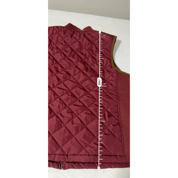 Croft & Barrow Women Burgundy Quilted Zip Up Vest Ribbed Sides Faux Suede Trim L - Image 7