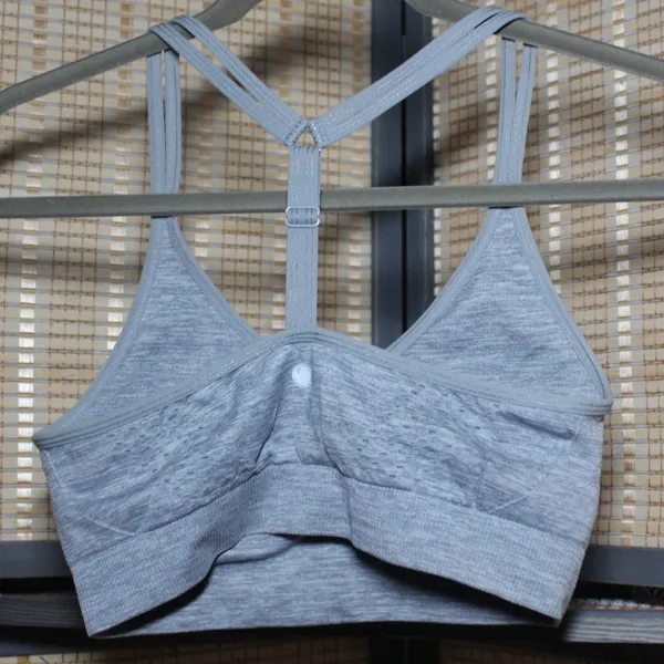Yogalicious Double-Strap T-Back Sports Heather Gray Bralette - Image 3
