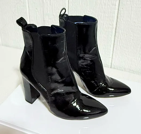 Vince Camuto Shiny Black Heeled Boots - Image 4