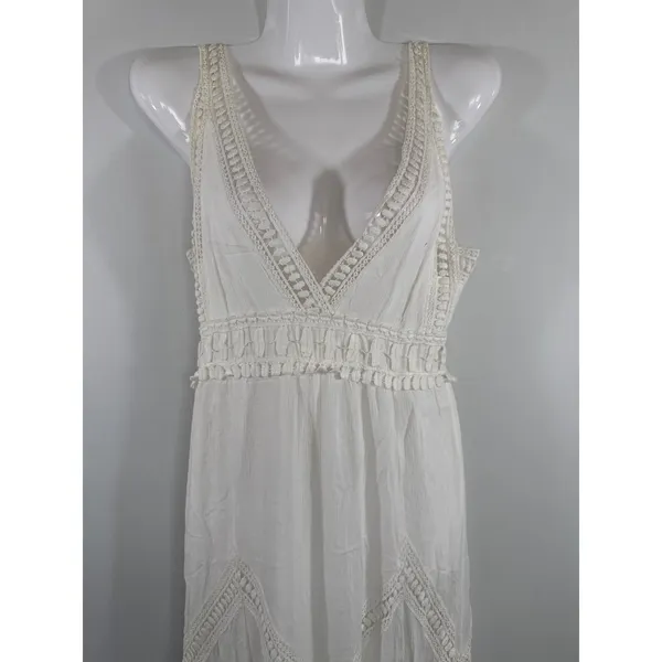 Chelsea & Violet‎ White Lace Crochet V-Neck Maxi Dress Women Small Boho Summer - Image 3