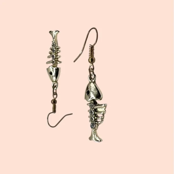 Zircon Crystal Fish Bone Dangle Earrings: Silver Plated Boho Jewelry - Image 7