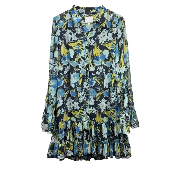 Cinq À Sept Lyra Obsidian Tossed Floral Mini Dress Ruffle Tiered Size 8 - Image 7