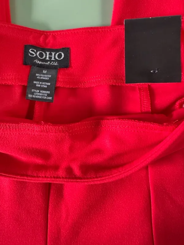 SOHO Apparel Red Slim Ankle Pants Zip Pocket Stretch Career Chic Size M NWT - Image 8