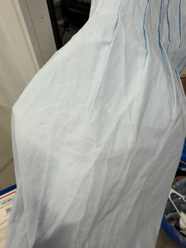 NEW Blue Cotton Pleated Spaghetti Strap Vacation Maxi Dress M - Image 11