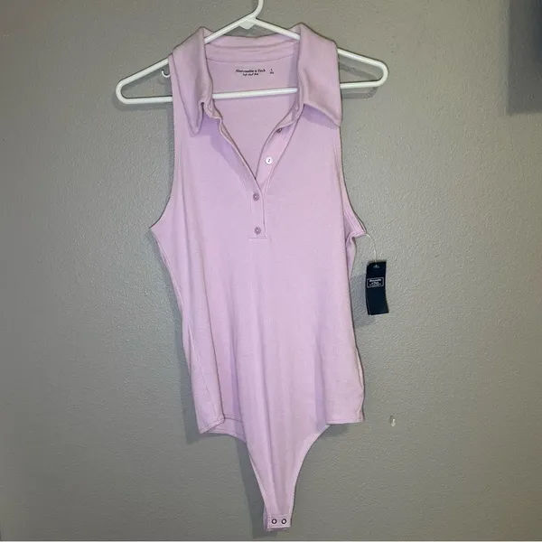 NEW Abercrombie & Fitch lavender soft ribbed bodysuit women’s size large - Image 3