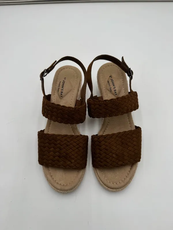 St. John’s Bay Women’s Size 6.5 Brown Woven Espadrille Wedge Sandals - Image 2