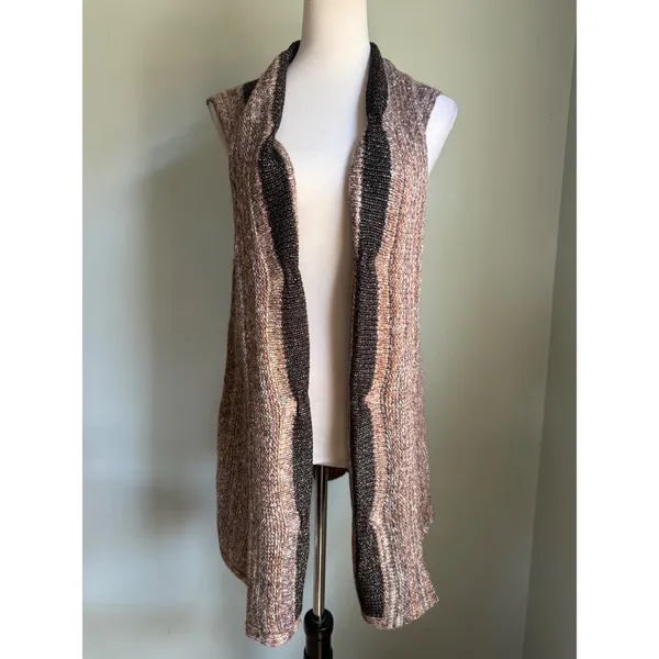 Chicos Randall Vest Sweater Sleeveless boho Brown whimsi retro Knit cottage‎ L - Image 6
