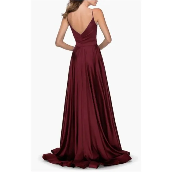 LA FEMME Satin Ballgown in Wine Size US 10 - Image 3