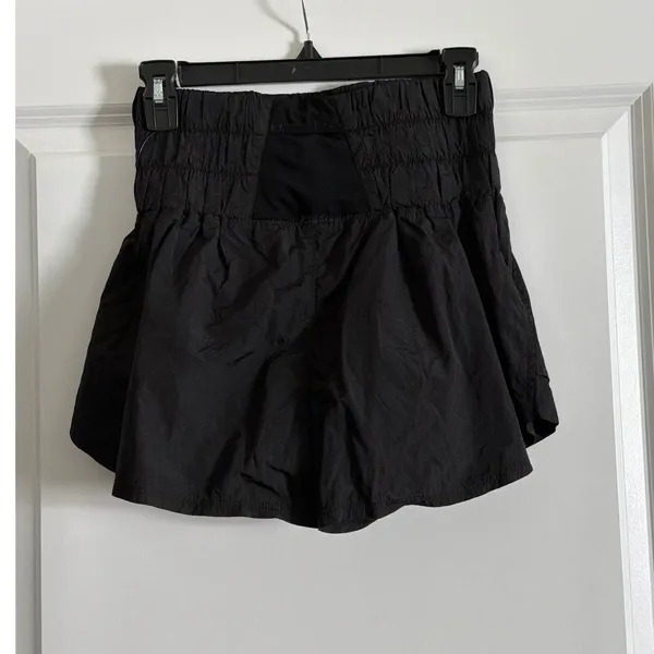 Free People Black Way Home Skort Smocked High Waist Active Athleisure Small - Image 4