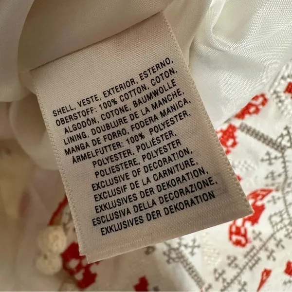 Maeve Anthropologie Blomma Pom Pom Cross Stitch Embroidered Skirt Size 8 - Image 8