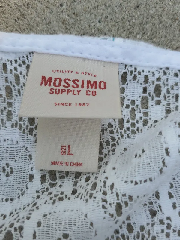 Mossimo Supply Co. White Racerback Tank with Blue & Teal Embroidery - Image 2