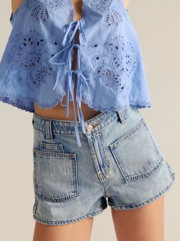 Free People Bettie Sailor Shorts in Light Wash by We The Free Size 30 NWT - Image 2