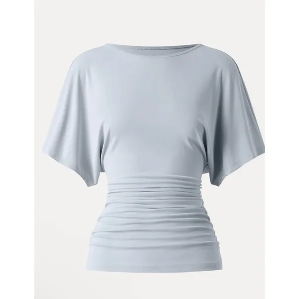 OGL Women's Draped Ruched Top Size Small Green/Blue Soft Stretch Casual Shirt - Image 2