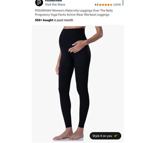 POSHDIVAH Maternity Leggings Women Medium Black Over The Belly‎ Yoga Pregnancy - Image 4