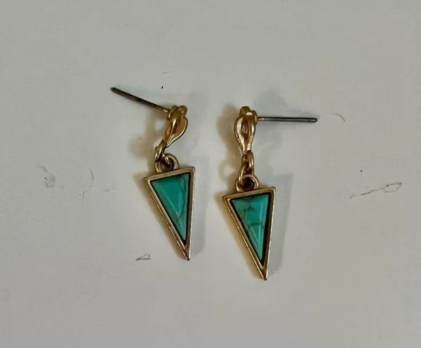 Gold and Turquoise Earrings - Image 2