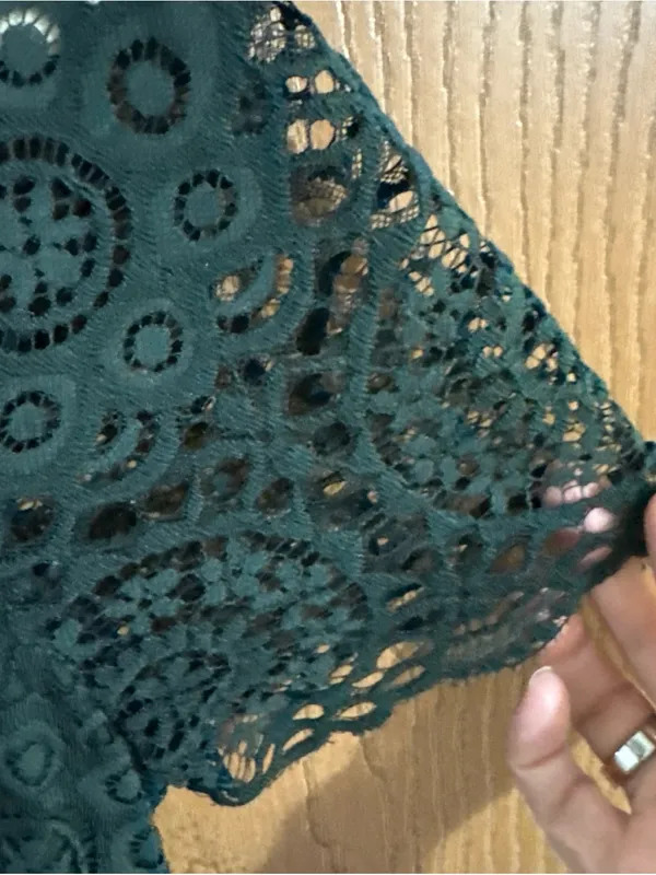 Laundry By Shelli Segal Floral Lace Shift Dress Short Sleeve Forest Green Sz 12 - Image 4