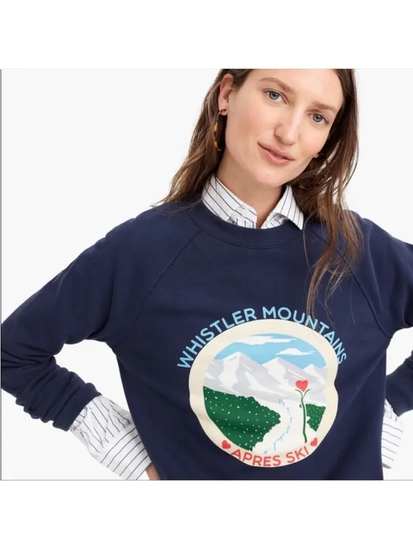 J. Crew Whistler Mountains Apres Ski Crewneck Sweatshirt XS - Image 2