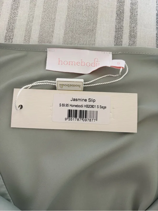 Homebodii Jasmine Slip Sage Size Small Luxury Minimalist Satin - Image 4