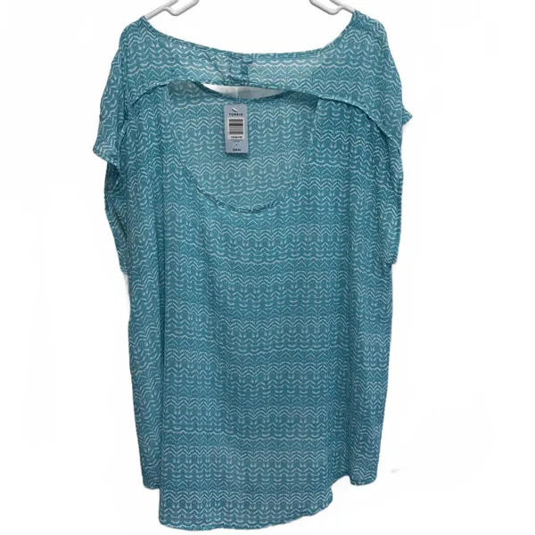 Torrid Teal Pattern High Low Open Back Top Plus Size 2X - Image 2