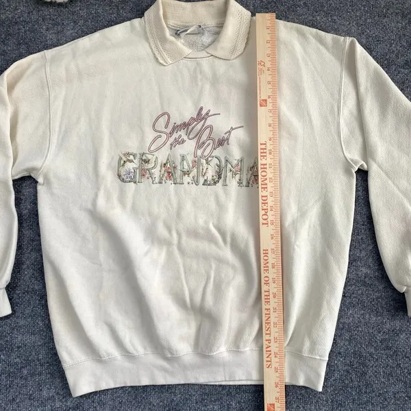 Vintage Lee Creme Simply The Best Grandma Graphic Floral Collar Sweatshirt - Image 7