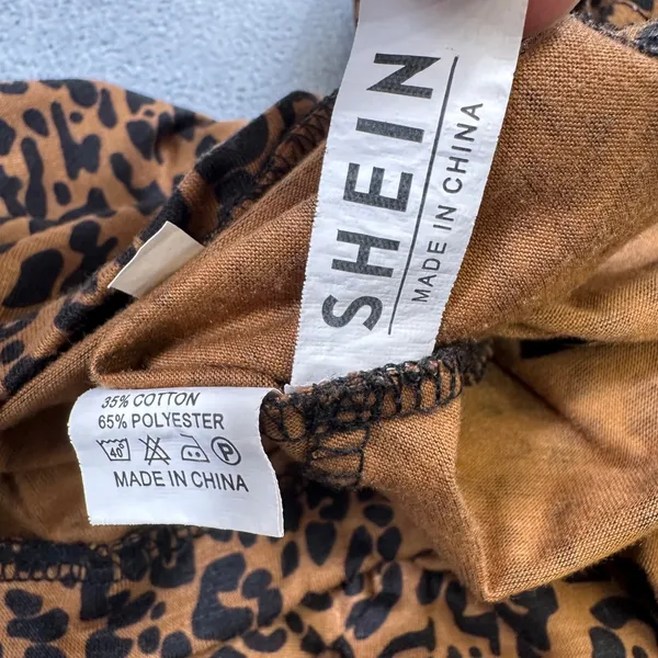 Shein Tunic Top M Womens Leopard Print Twist Front Short Sleeve Cute Blouse - Image 5