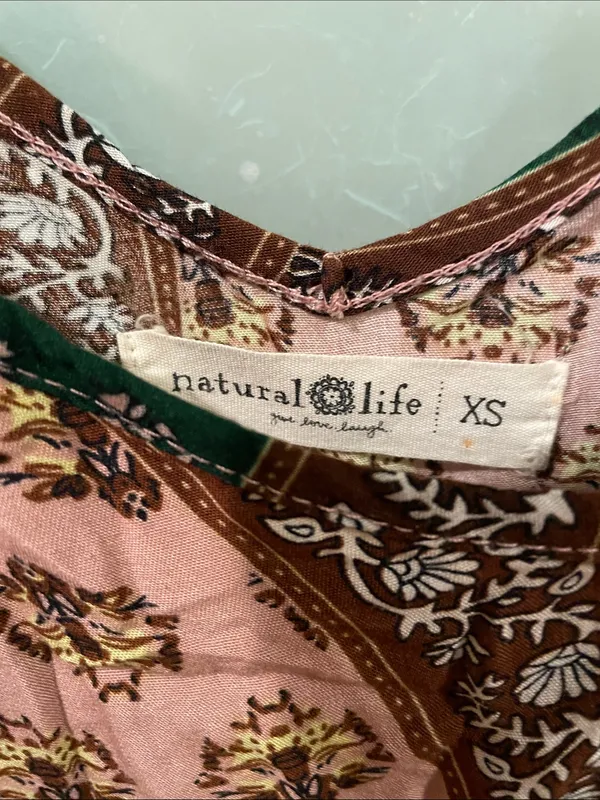 NATURAL LIFE Pink and Brown Floral Paisley Slip Dress - Image 2