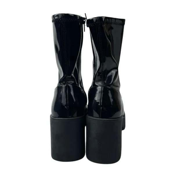 Aldo Upstep Black Patent Leather Almond Toe Block Heel Platform Ankle Boots 10 - Image 3