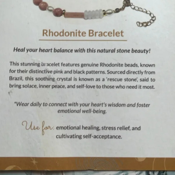 Rhodonite Bracelet with Gold Accents adjustable natural stones BNWT - Image 4