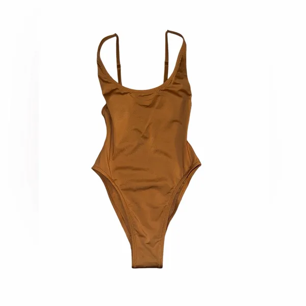 SKIMS Size XXS Almond Brown Scoop Neck One Piece Swim Suit Bathing suit NWT - Image 7