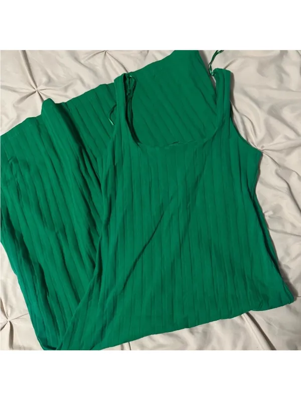 Zara Emerald Ribbed Tank Midi Dress - Image 4
