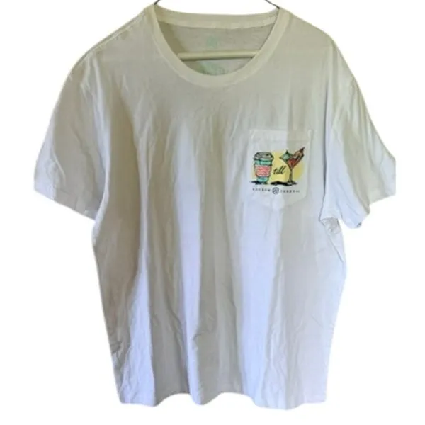 Lauren James White Graphic Pocket Tee Coffee Cocktail “Till” Size L NWOT - Image 2