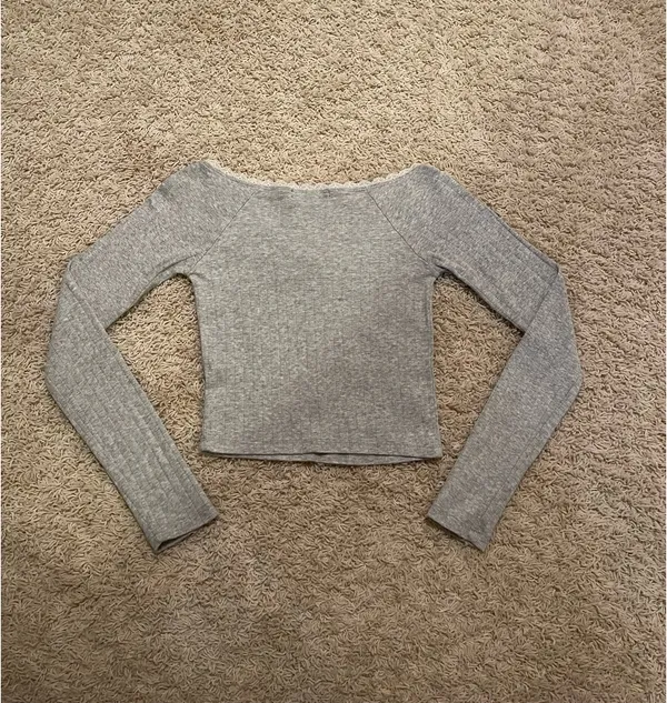 Forever 21 Grey Pointelle Long Sleeve - Image 2