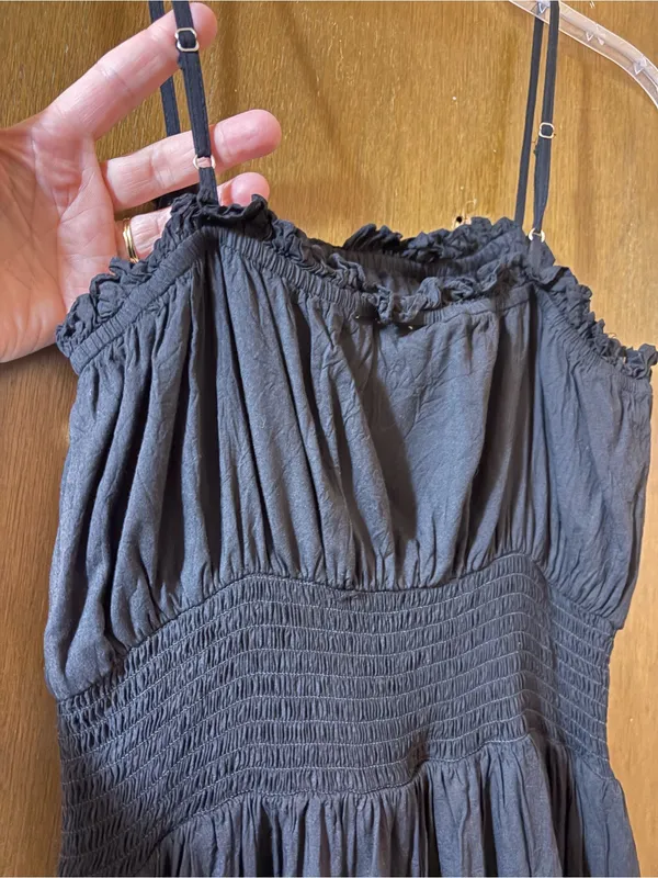 Seen Worn Kept Anthropologie tiered black & orange sleeveless maxi dress - Image 7