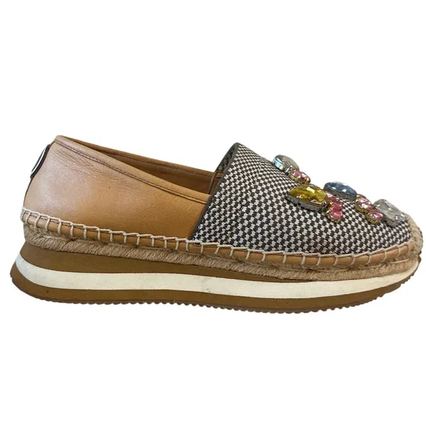 Tory Burch Crystal Daisy Espadrilles Jeweled Slip On‎ 6.5 - Image 9
