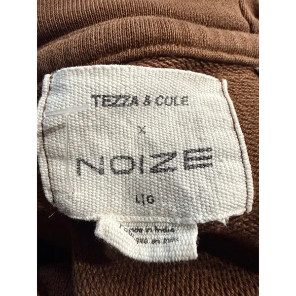 Tezza & Cole x Noize‎ Brown Cropped Hoodie Lost In The Sound Embroidered Large - Image 6