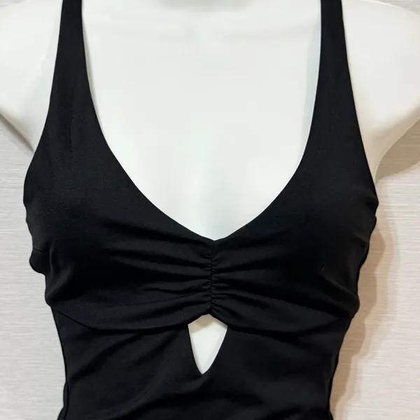 shade and shore Black Ruched One Piece Swimsuit Sweetheart Adjustable Straps S - Image 3