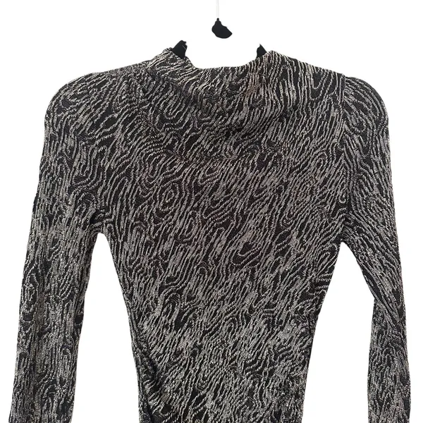 ZARA Metallic Long Sleeve Bodycon Dress‎ Black Small - Image 5