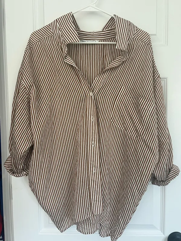 ZARA Striped Button Down Shirt Oversized - Image 3