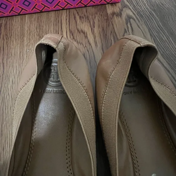 Tory Burch Royal Tan Nappa Leather Jolie Ballet Flat Size 7 US - Image 6