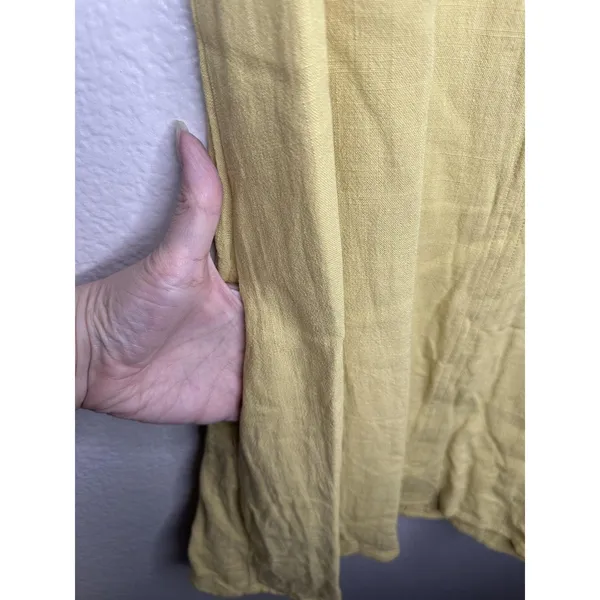 Thread + Supply Dress Womens Small Yellow Linen Sleeveless Shift Fringe Pockets - Image 5