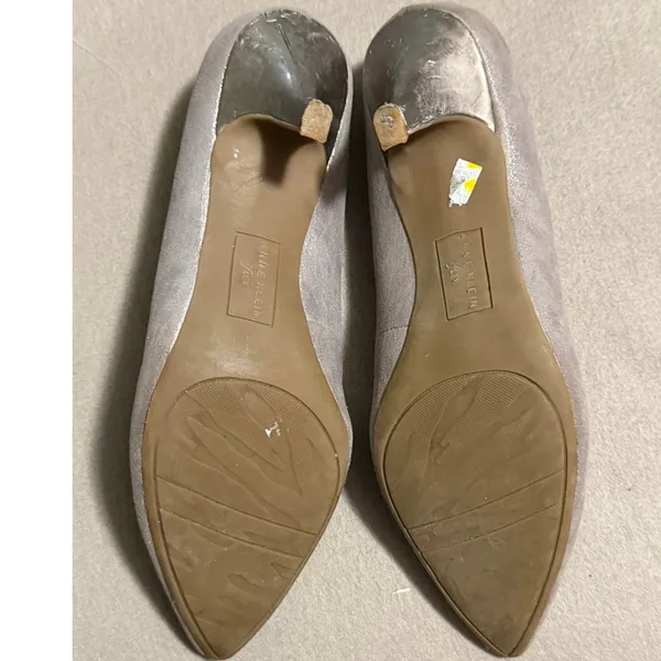 Anne Klein iFlex Akionna Pewter Metallic Pointed Toe Kitten Heel Pumps 8.5M - Image 6