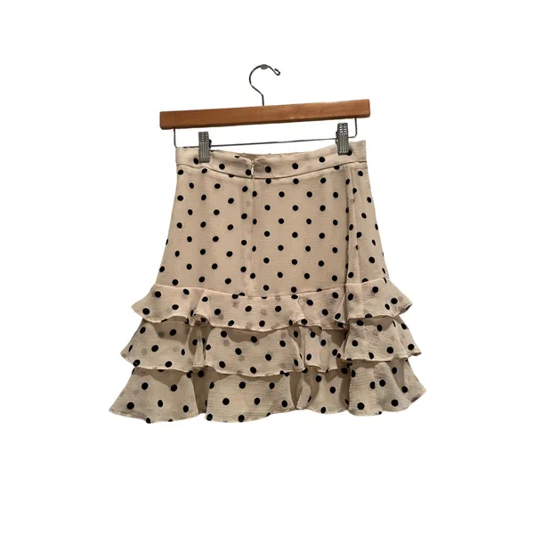 Bardot Spot Rah Rah Skirt Polka Dot Ruffle‎ Mini Cream Black US 4 XS Coquette - Image 2