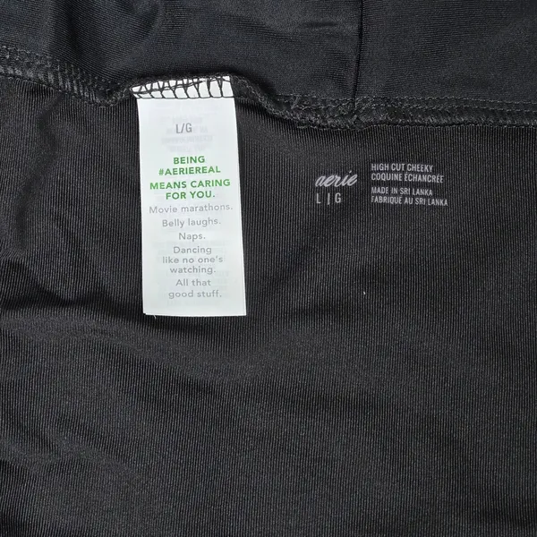 Aerie‎ Bikini Bottom High Cut Cheeky Banded Black L - Image 5