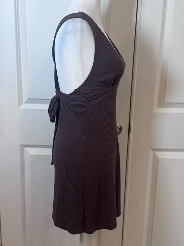 Volcom Mini Dress XS Ribbed Open Back Tie Waist Beach Resort Vacation Boho Surf - Image 7
