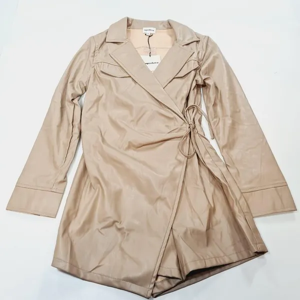 Superdown Chantel Leather Romper in Nude Medium - Image 3