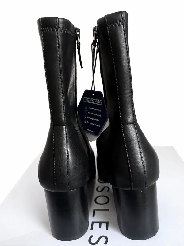 Aerosoles Women's Miley Mid-Calf Square Toe Comfy Stretch Black Boots Size 7.5 - Image 4