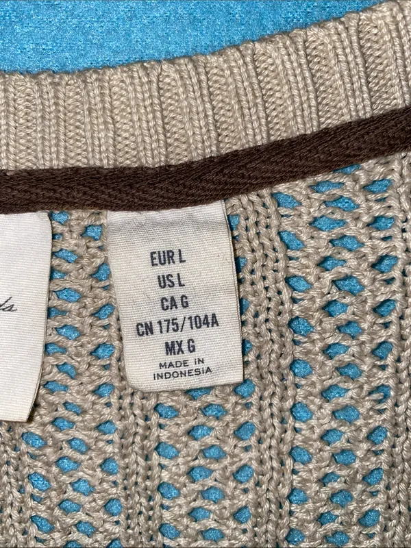 L.O.G.G + H&M Open-weave crocheted cardigan button v-neck long sleeve NEW size L - Image 7