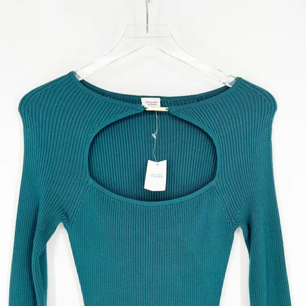 NWT Abercrombie‎ & Fitch Ribbed Dress Women's S Blue French Girl Style - Image 4